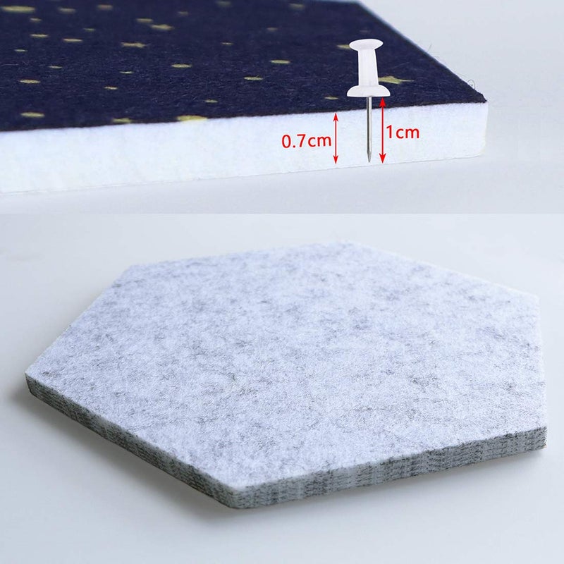 Uoisaiko Felt Hexagon Bulletin Board with 20 Push Pins, Pack of 8 Notice Boards for Home Office Kitchen, Push Pin Board Felt Wall Tiles for Photos Memos - Image 5